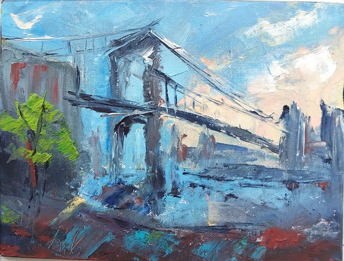Dipinto olio ponte brooklyn - dipinto,